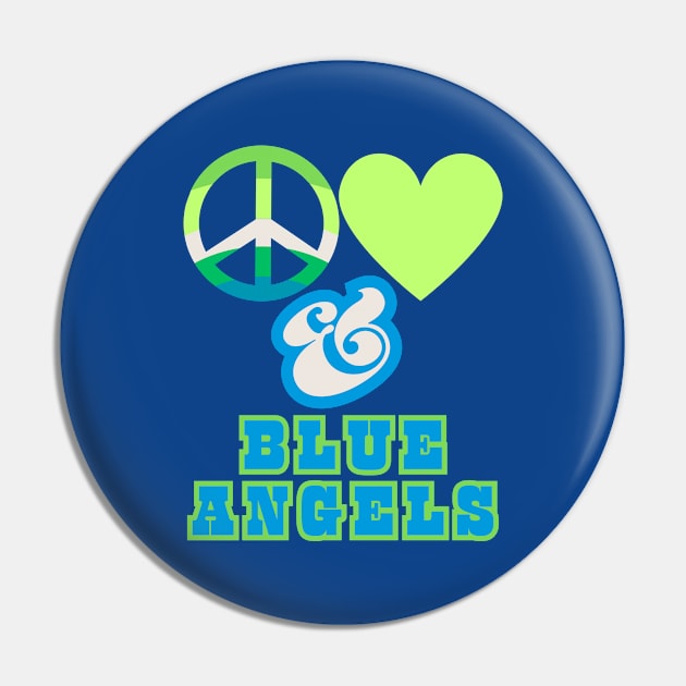 Peace, Love & Blue Angels  - Pacific Northwest Retro Pop Electric Green Style Pin by SwagOMart