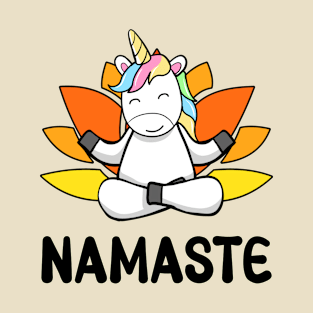 Yoga Unicorn - Namaste (Black) T-Shirt