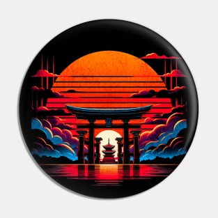 Meiji Shrine Torii Gate Sunset Design Pin
