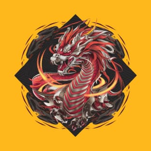 "Celestial Fire: Year of the Dragon Ukiyo-e" - Chinese Zodiac Dragon T-Shirt