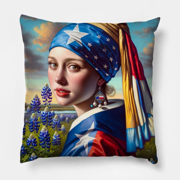 Texan Pearl: Celebrating Texas Independence Day Pillow by Edd Paint Something