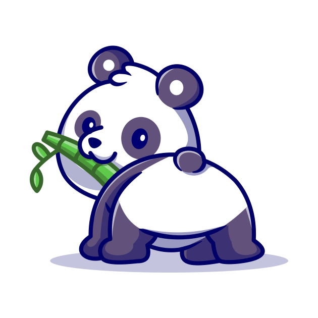 Cute Baby Panda Eating Bamboo Cartoon by Catalyst Labs