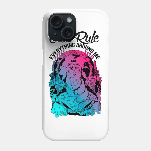 Black Dual Color Cats Rule Everything Around Me Phone Case by kenallouis