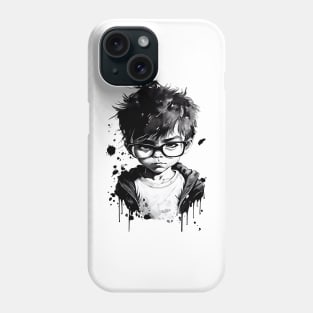 Boy with glasses in school one. Phone Case