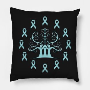 Ovarian Cancer Awareness Teal Ribbon Sisters Tree Of Life Pillow