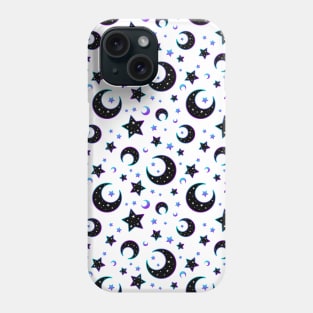 Mystical bright neon pattern with moon and stars Phone Case