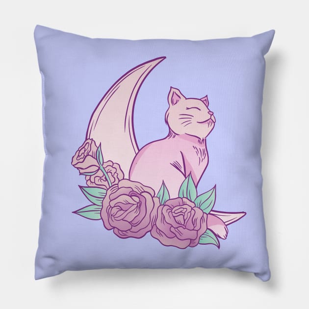 Lovely Night Cat Pillow by Hypnotic Highs