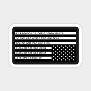 American Flag Christian Nation Black and White Magnet