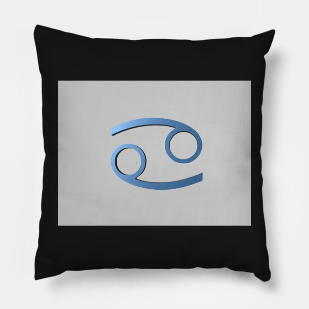 Blue Cancer Zodiac Symbol on Light Gray Pillow by sciencenotes