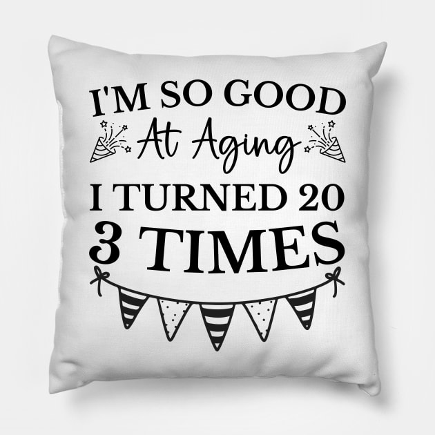 Funny vintage happy 60th birthday women wife 60 year old Pillow by Printopedy