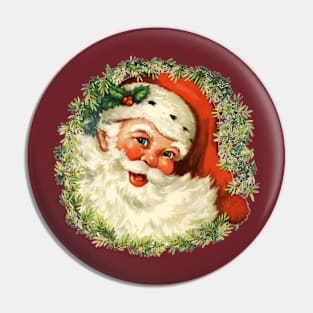 Vintage Santa Wreath Pin