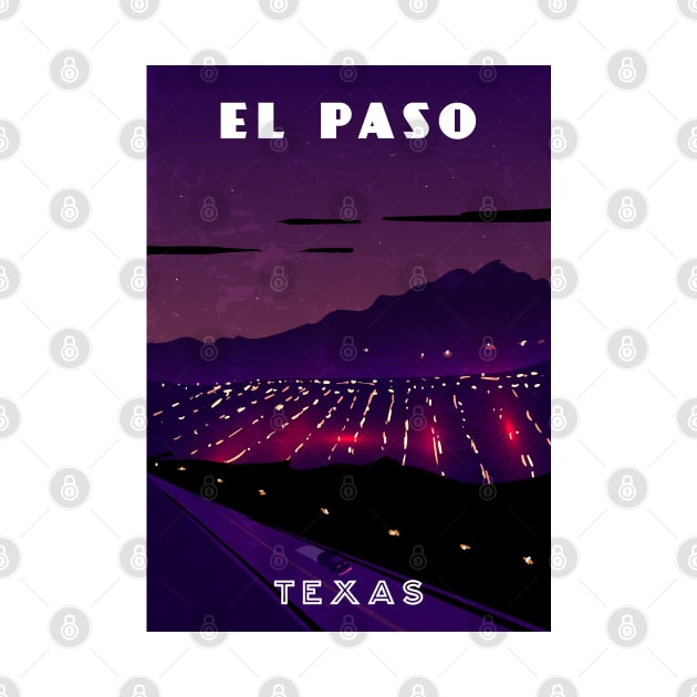 El Paso, Texas, USA.Retro travel poster by GreekTavern