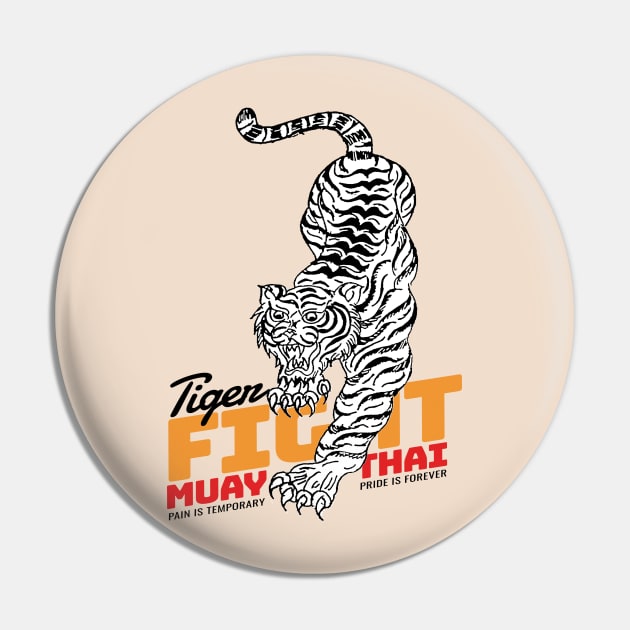 Muay Thai Tiger Tattoo Born to Fight Pin by KewaleeTee