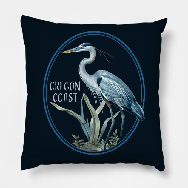 Water Fowl Bird Watching Heron Birds Great Oregon Coast Pillow by Pine Hill Goods