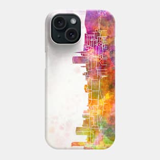 Birmingham skyline in watercolor background Phone Case