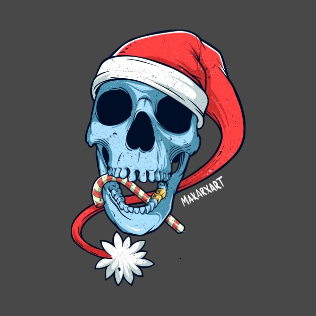 Merry Christmas Skull by makarxart