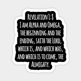 Revelation 1:8 King James Version (KJV) Bible Verse Typography Magnet