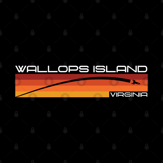 Wallops Island Virginia Retro Rocket by Huhnerdieb Apparel