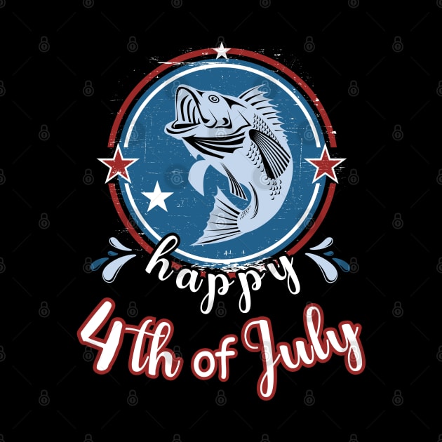 Happy 4Th of July Funny Fish Retro by Cute Pets Graphically