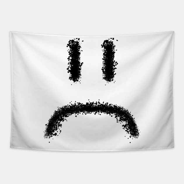 Sad Face made of black blobs Tapestry by Zeroeroroo