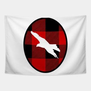 Eagle in Buffalo Plaid Oval Tapestry