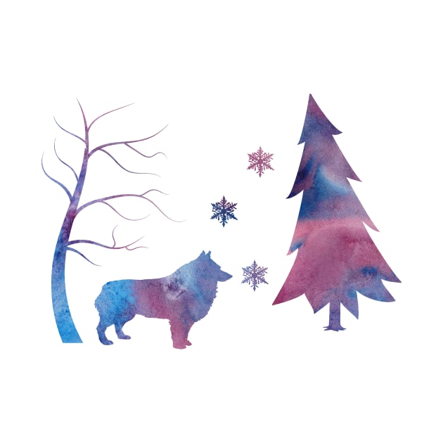 Schipperke Winter Art Snowflakes by BittenByErmines