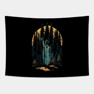 Pine trees in the forest Tapestry