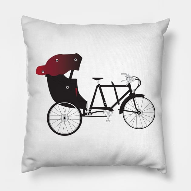 Asian Cycle Rickshaw Pillow by kindacoolbutnotreally