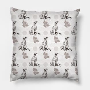 Sitting dog pattern in gray tones Pillow