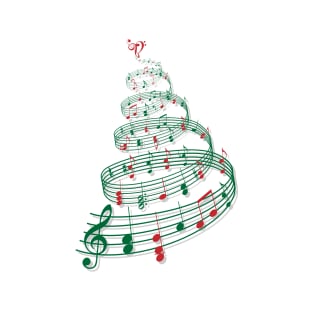 Christmas tree with music notes and heart T-Shirt