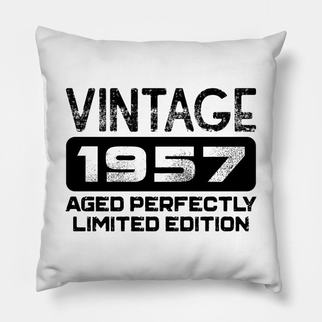 Birthday Gift Vintage 1957 Aged Perfectly Pillow by colorsplash