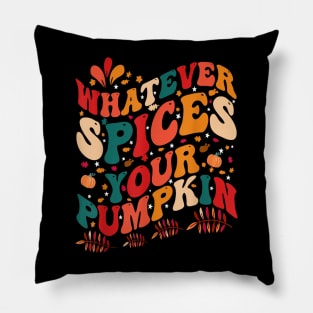 Whatever Spices Your Pumpkin Groovy Fall Autumn Halloween Pillow