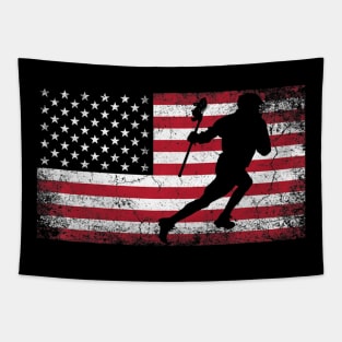 Lacrosse 4th of July American Flag Patriotic USA  Boys Tapestry