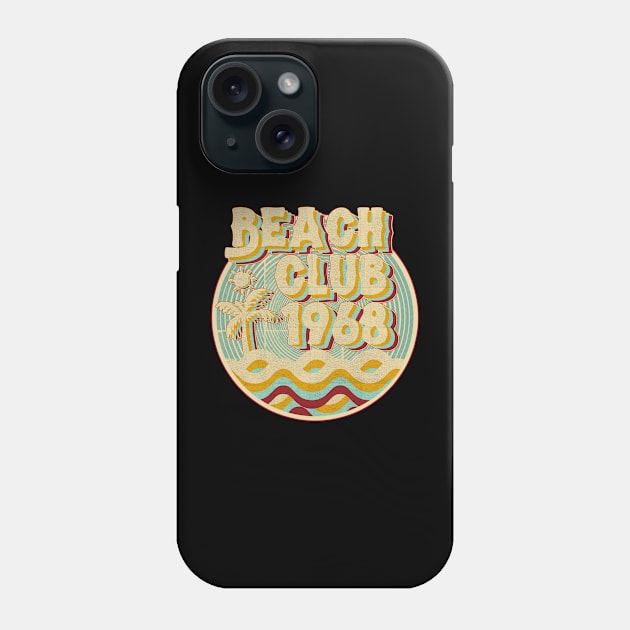 vintage retro beach club 70s 1968 with spirale turqoise Phone Case by lord cobra