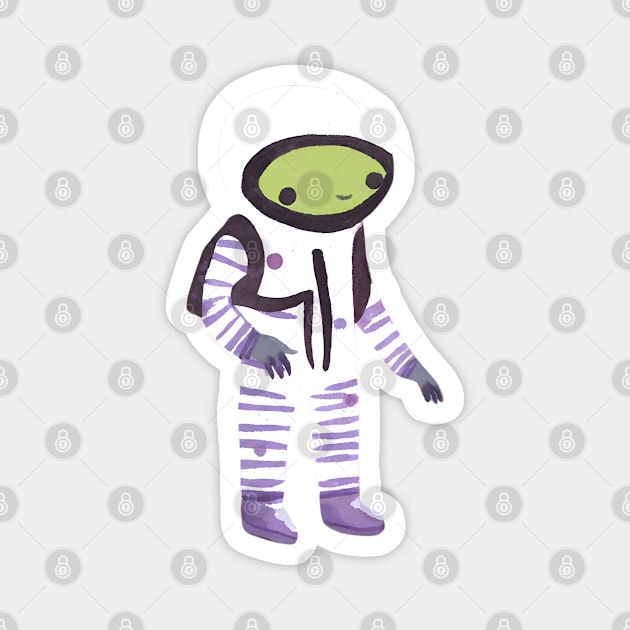 Cute Watercolor Alien Astronaut Magnet by FarmOfCuties