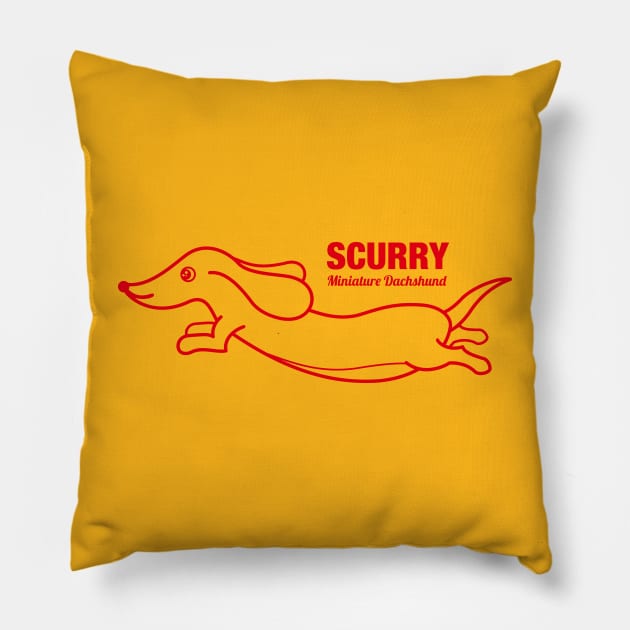 Miniature Dachshund SCURRY -Red- Pillow by t-shirts-cafe