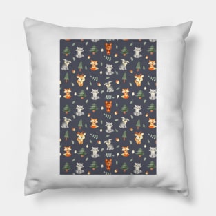 Woodland baby creatures | dark background Pillow