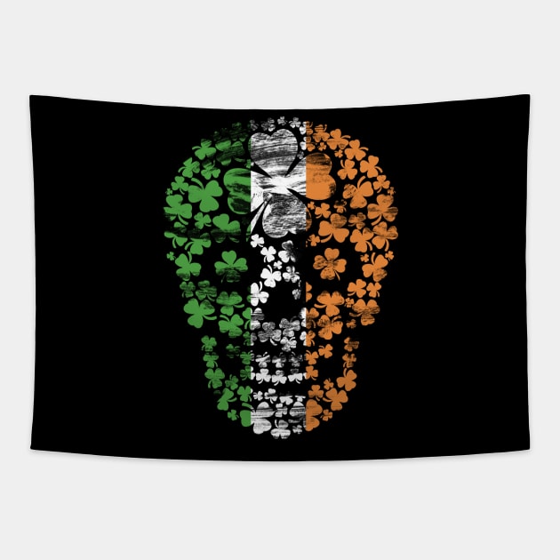 Irish flag shamrock skull saint patrick's day Tapestry by secondskin