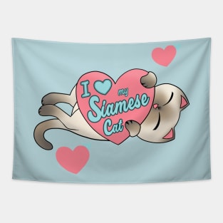 I Heart My Siamese Cat cute kawaii love Tapestry