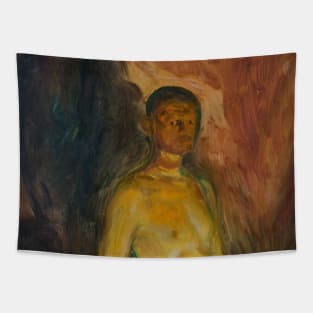 Self-Portrait in Hell by Edvard Munch Tapestry