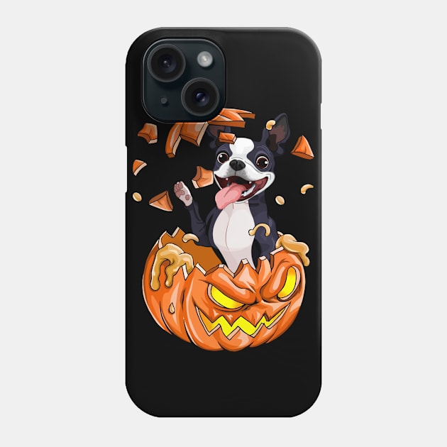 Boston Terrier In The Pumpkin tshirt halloween costume funny gift t-shirt Phone Case by American Woman