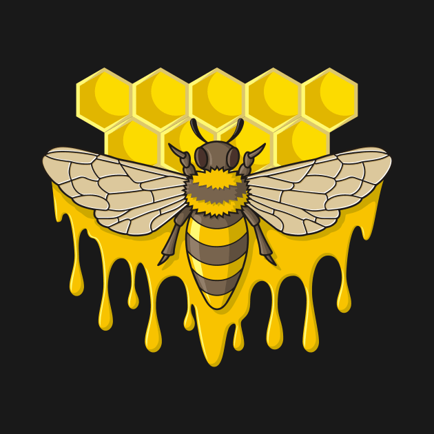 Bee on Hive with Honey Drops by sifis