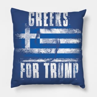 Greeks For Trump - Trump 2020 Patriotic Flag Pillow