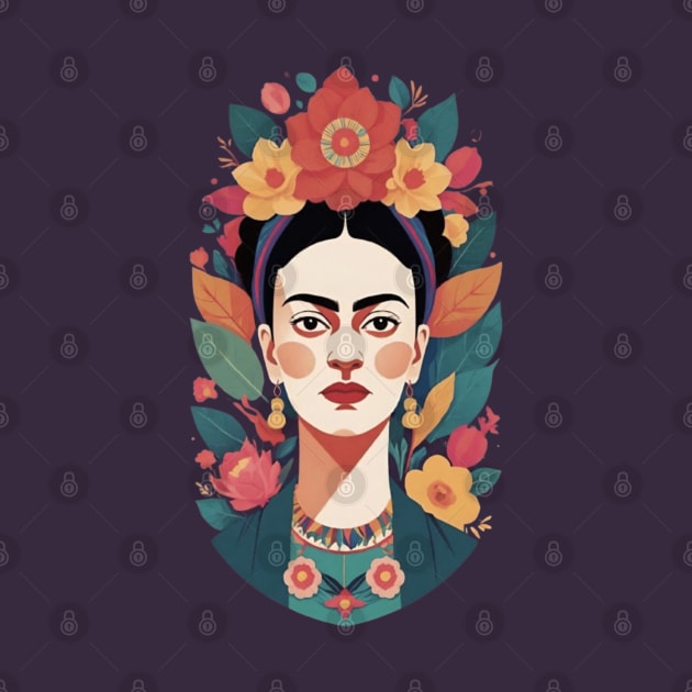 Frida's Floral Reverie: Illustrative Portrait by FridaBubble