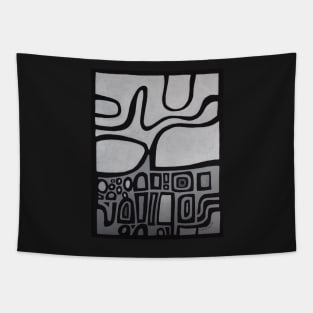 Black Grey Monotone Abstract Landscape Tapestry