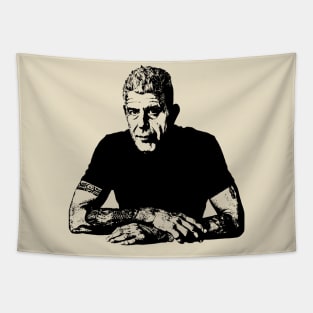 Anthony Bourdain Black Stencil Tapestry