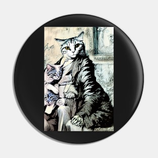 Gentleman Cat and his litter Pin