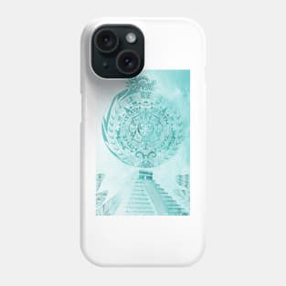 quetzalcoatl and the aztec calendar in teotihuacan ecopop mexican patterns Phone Case