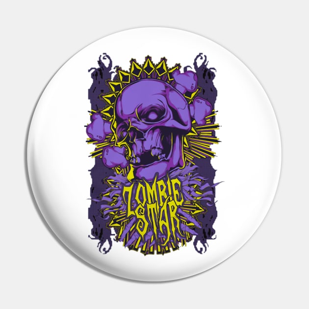 The Skull is Zombie Star Pin by asokabudaya