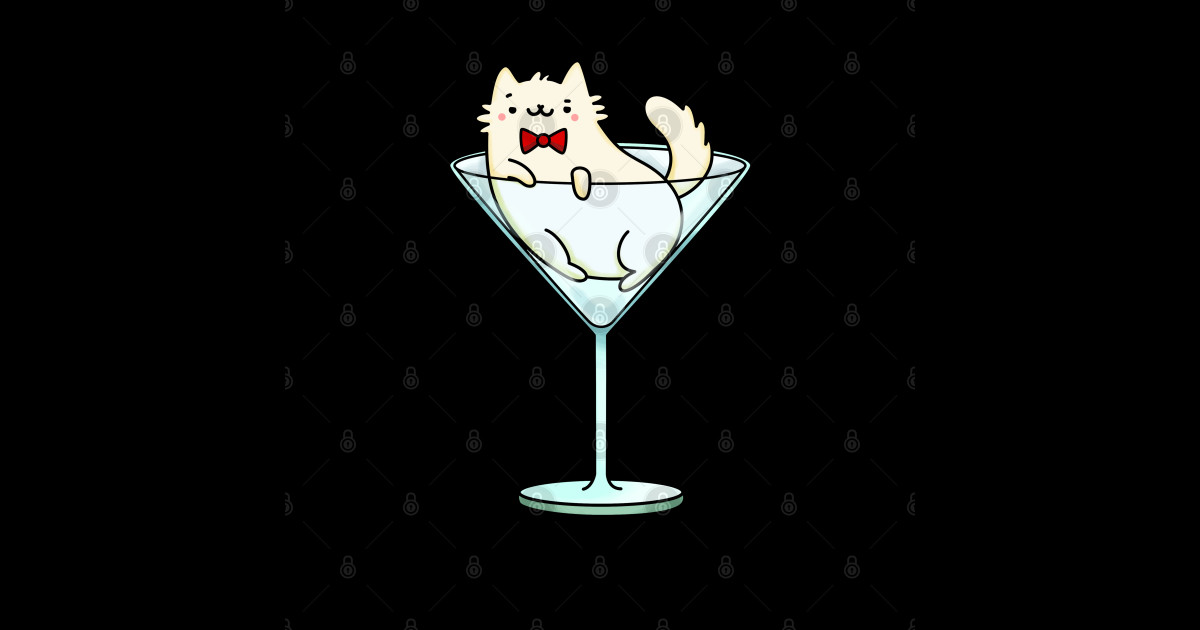 Meowtini Funny Martini Pun Cat Punss Sticker TeePublic